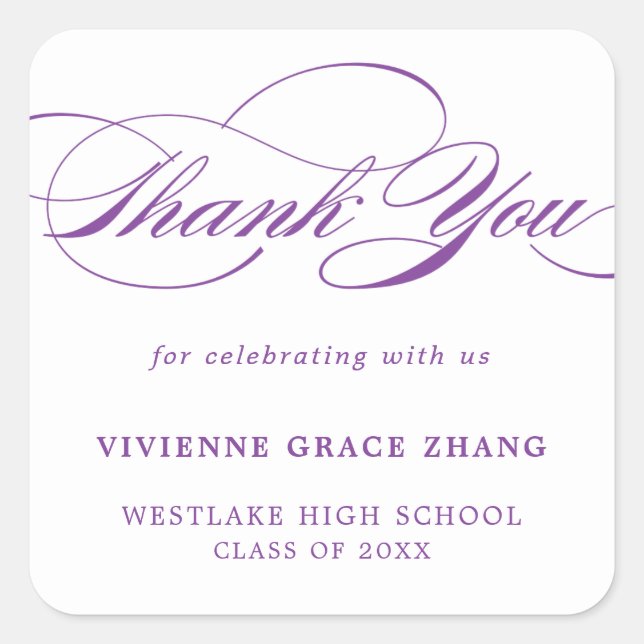 STYLISH ELEGANT SCRIPT THANK YOU STICKER (Front)