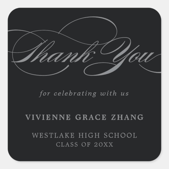 STYLISH ELEGANT SCRIPT THANK YOU STICKER (Front)