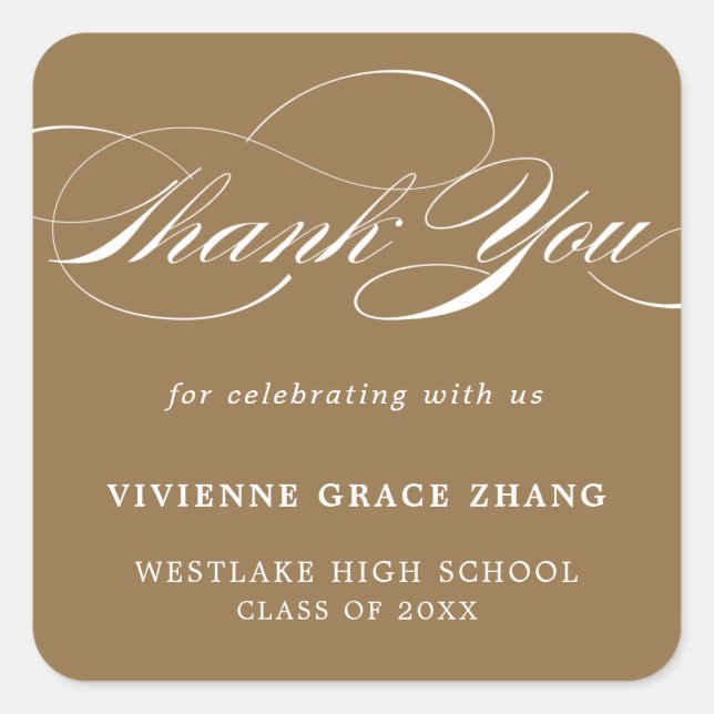 STYLISH ELEGANT SCRIPT THANK YOU STICKER (Front)