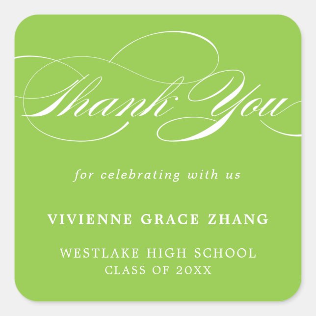 STYLISH ELEGANT SCRIPT THANK YOU STICKER (Front)