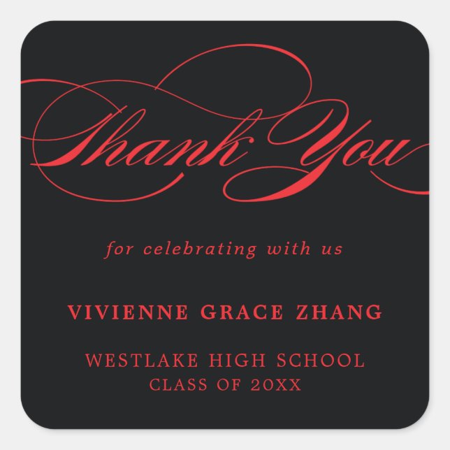 STYLISH ELEGANT SCRIPT THANK YOU STICKER (Front)