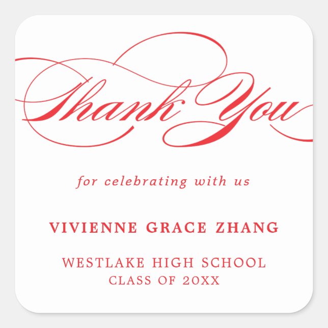 STYLISH ELEGANT SCRIPT THANK YOU STICKER (Front)
