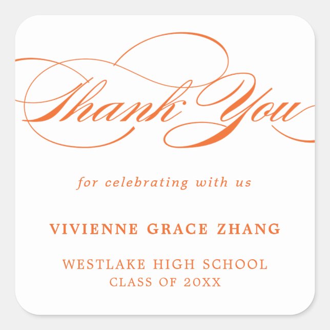 STYLISH ELEGANT SCRIPT THANK YOU STICKER (Front)