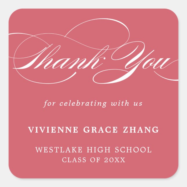 STYLISH ELEGANT SCRIPT THANK YOU STICKER (Front)