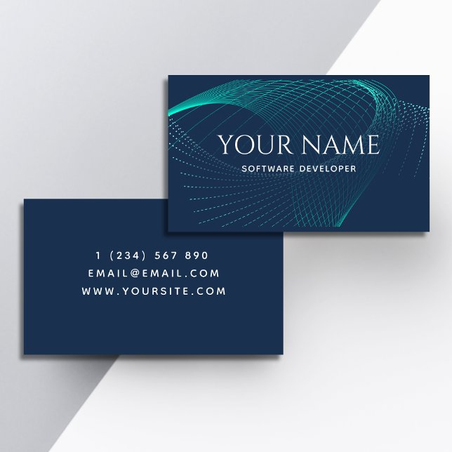 Stylish Elegant Software Developer Sound Wave Blue Business Card (Creator Uploaded)