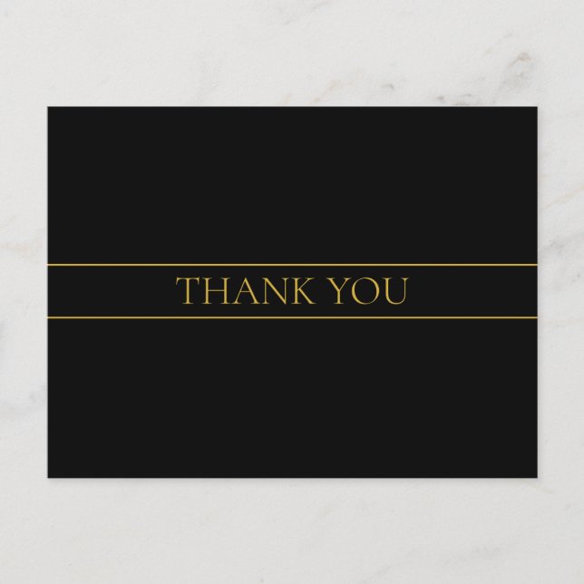 Stylish Elegant Thank You | Gold Text & Stripes Postcard (Front)