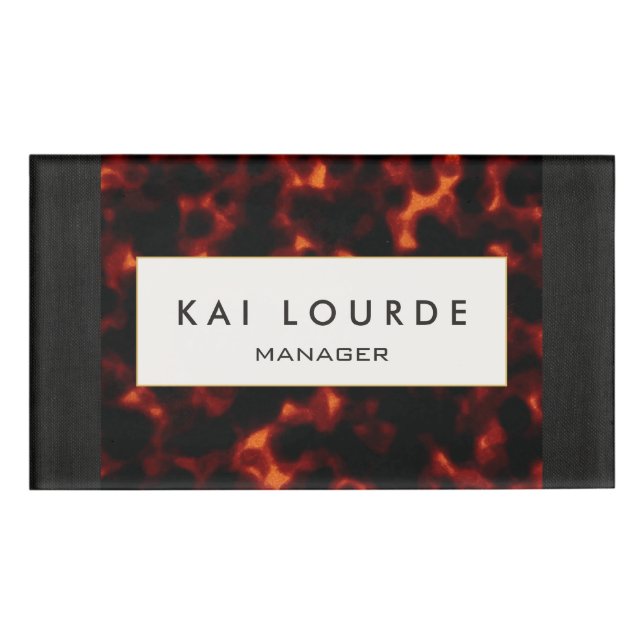 Stylish Elegant Tortoiseshell  Name Tag (Front)