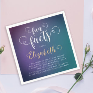 Stylish Elegant Turquoise Gradient Fun Facts Lady Napkin