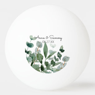 Stylish Elegant Watercolor Foliage Wedding Game Ping Pong Ball