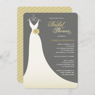 Stylish Elegant Wedding Gown Bridal Shower Invite