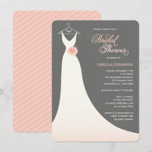 Stylish Elegant Wedding Gown Bridal Shower Invite