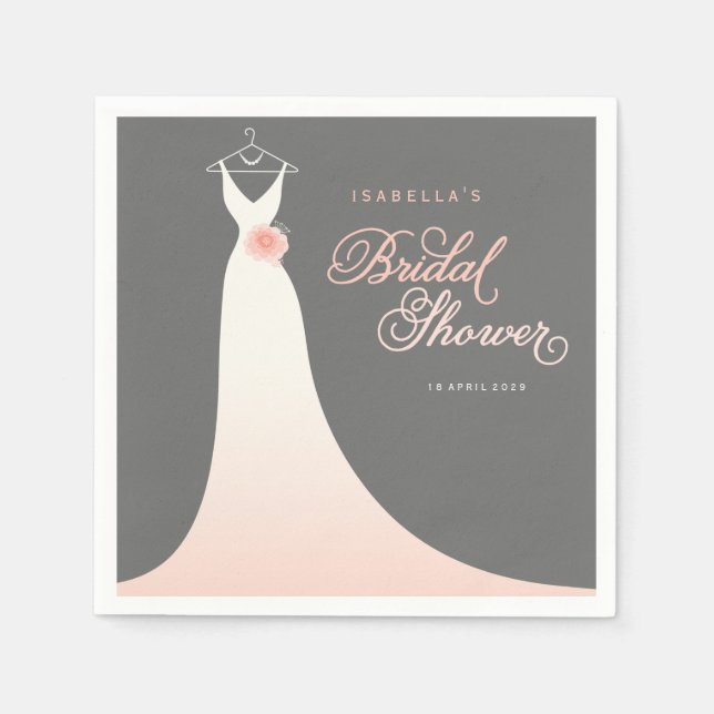 Stylish Elegant Wedding Gown Bridal Shower Party Napkin (Front)