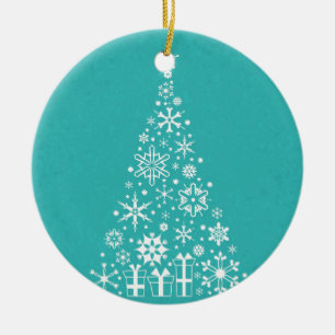 Stylish elegant white and teal Christmas tree Ceramic Tree Decoration