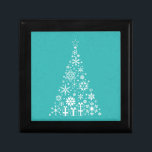 Stylish elegant white and teal Christmas tree Gift Box<br><div class="desc">A stylish and elegant design for Christmas featuring a simple,  elegant Christmas tree in white against a sky blue teal modern light blue background. This cute,  vintage,  understated Christmas design is perfect to show your sense of style this festive season. Perfect for boxing your Christmas gift !</div>