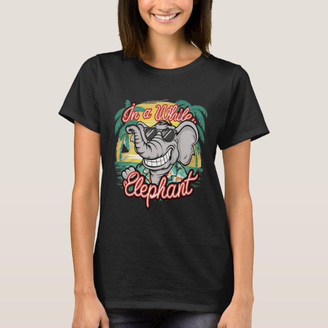 Stylish Elephant and Tropical Vibes T-Shirt (Front)