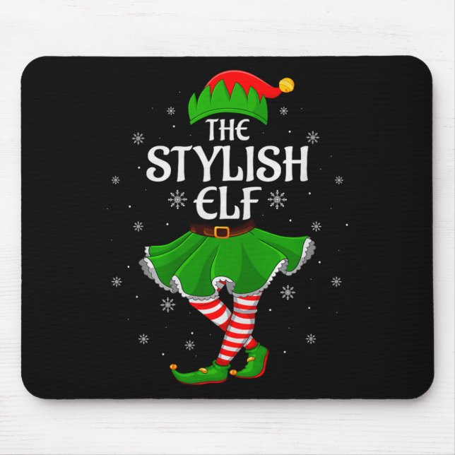 Stylish Elf Christmas Family Girls Women Elf Squad Mouse Mat (Front)