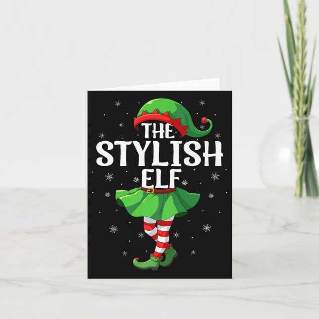 Stylish Elf Christmas Girls Women Elf Squad Xmas F Card (Front)