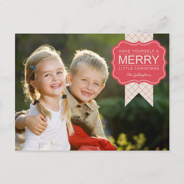 Stylish Embellishment Christmas Photo Card (Front)