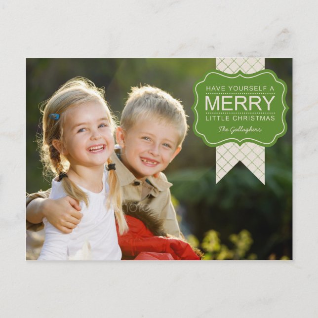 Stylish Embellishment Christmas Photo Card (Front)