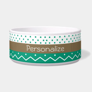 Stylish Emerald Green and White Chevron Polka Dots