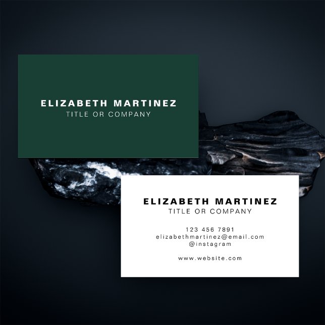Stylish Emerald Green Front and Back Personalised Business Card (Creator Uploaded)