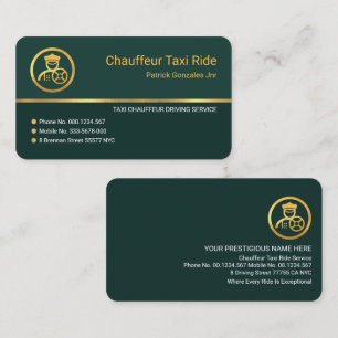 Stylish Emerald Green Gold Line Driving Business Card