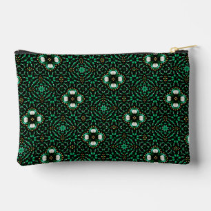 Stylish Emerald & Pearl Abstract Dot Art Pattern  Accessory Pouch