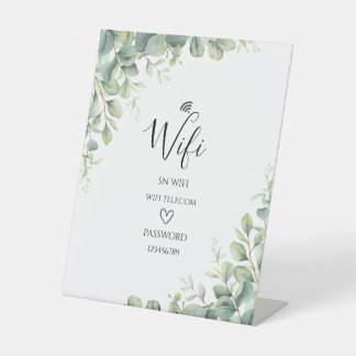 Stylish eucalyptus greenery pedestal sign