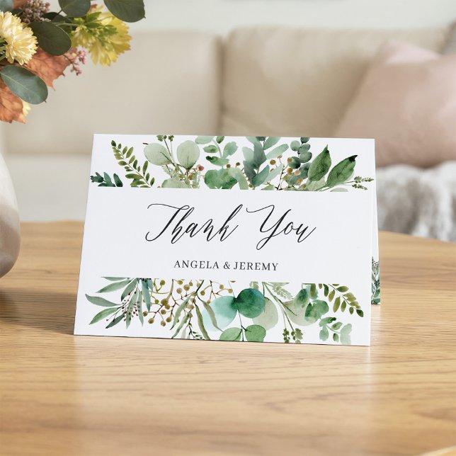 Stylish Eucalyptus Leaves Thank You Card (Creator Uploaded)