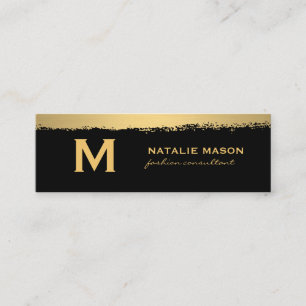 Stylish Executive Black   Modern Gold Brushed Mini Business Card