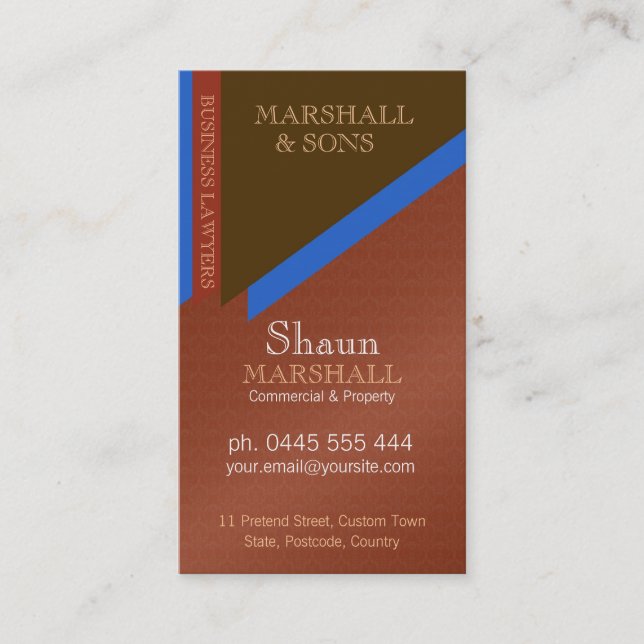 Stylish Executive Corporate Earthy Damask Business Card (Front)