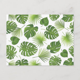 Stylish Exotic Green Tropical Leaves Pattern Postcard