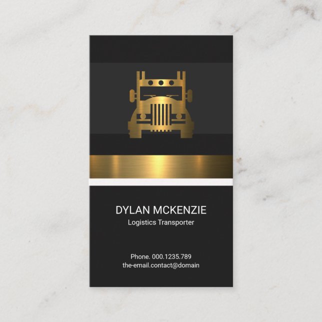 Stylish Exquisite Luminous Gold Foil Truck Driver Business Card (Front)