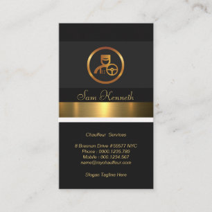 Stylish Exquisite Luminous Gold Stripe Chauffeur Business Card