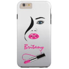 Stylish Face with Pink Lipstick in the Mirror