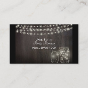 Stylish fairy lights Party Planner business Business Card