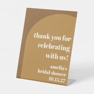 Stylish Fall Brown Custom Bridal Shower Thank You Pedestal Sign