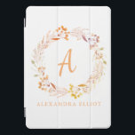 Stylish Fall Floral Watercolor Boho Personalised  iPad Pro Cover<br><div class="desc">Pretty hand painted watercolor floral wreath in lovely fall colours,  personalised with your name and initial.</div>