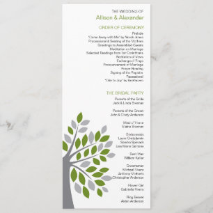 Stylish Fall Green Tree Wedding Program Programme