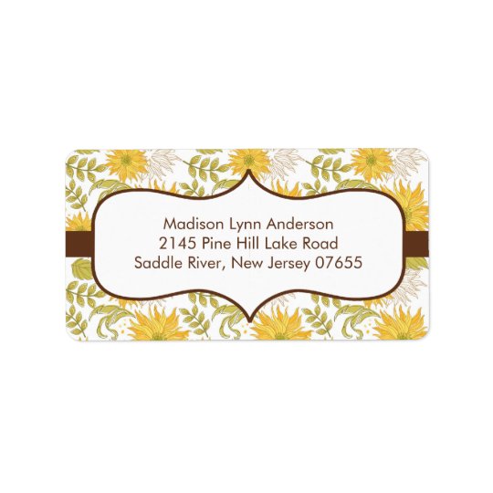 Stylish Fall Sunflowers Return Address Labels. Address Label