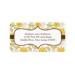 Stylish Fall Sunflowers Return Address Labels. Label
