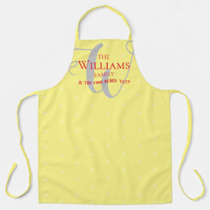 Stylish Family Monogrammed light yellow Apron
