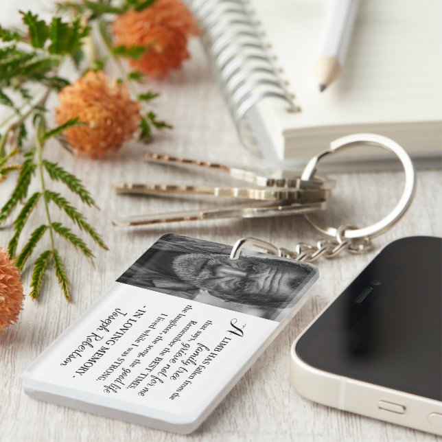 Stylish Family Quote & Photo Keepsake Memorial Key Ring (Front Right)