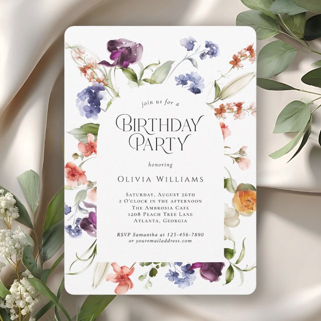 Stylish Fantasy Floral Birthday Party Invitation (Creator Uploaded)