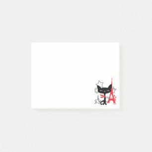 Stylish fashion Cat silhouette in France Post-it Notes