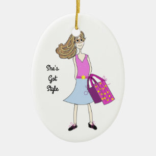 Stylish Fashion Girl Ceramic Tree Decoration