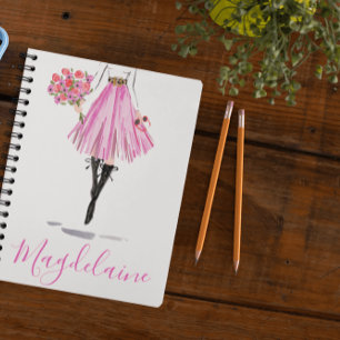 Stylish Fashion Pink Skirt Flowers Woman Journal