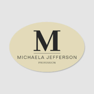 Stylish Fashionable Beige Ecru: Modern Minimalist Name Tag