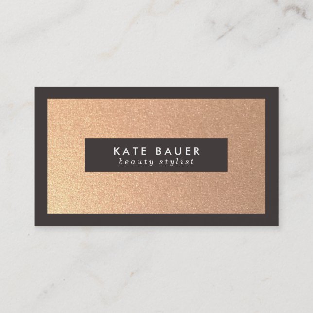 Stylish Faux Copper Beauty and Fashion Business Card (Front)