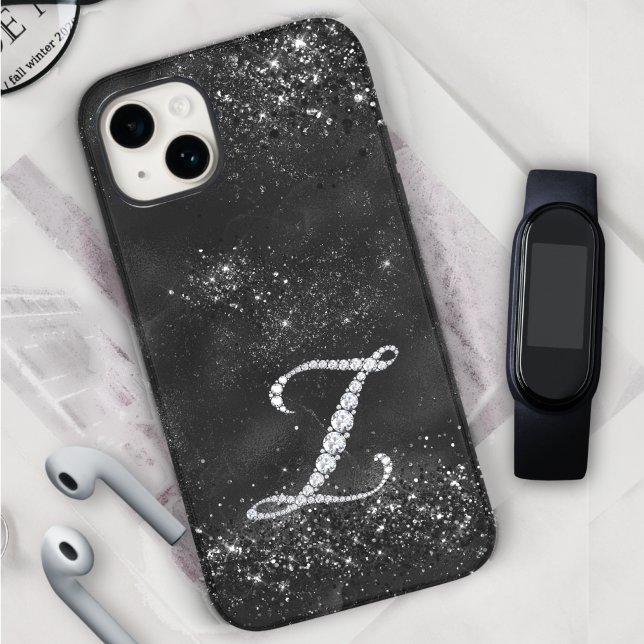 Stylish faux Crystal rhinestone letter Z black Case-Mate iPhone Case (Creator Uploaded)